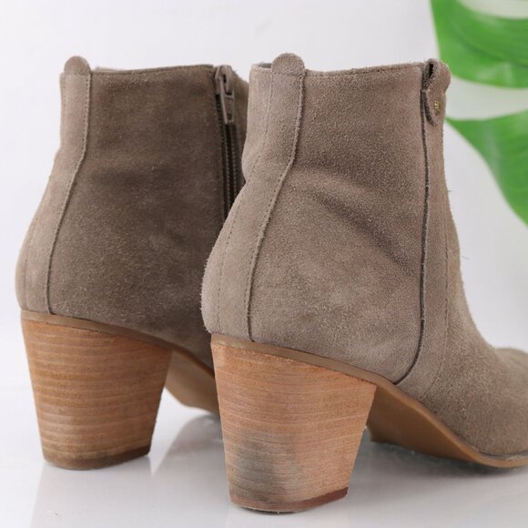 Bass Womens Shiloh Boot Size 9 Tan Taupe Suede Block Heel Boho Comfy Bootie - Picture 4 of 11